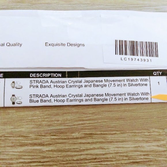 WATCH, BRACELET & HOOP EARRINGS SET*STRADA*BLUE BAND*BLUE AUSTRIAN CRYSTALS. - Picture 14 of 16